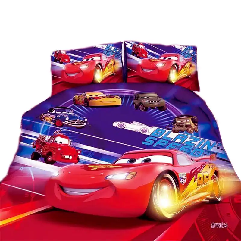 Lightning Mcqueen Cars Bedding Set Boy Girl Single Size Bed Cove