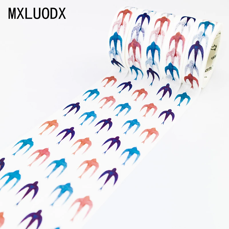 

Washi Masking Tape Set Blue Birds Pattern Decor Sticky Paper scrapbooking DIY Office Stationery Decorative Adhesive Tape 1PCS