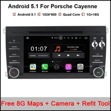 1024X600 Android 5.1.1 Quad Core A9 1.6GHz CPU 16GB Flash Car DVD Player for Porsche Cayenne 2003-2010 3G Wifi Stereo System BT
