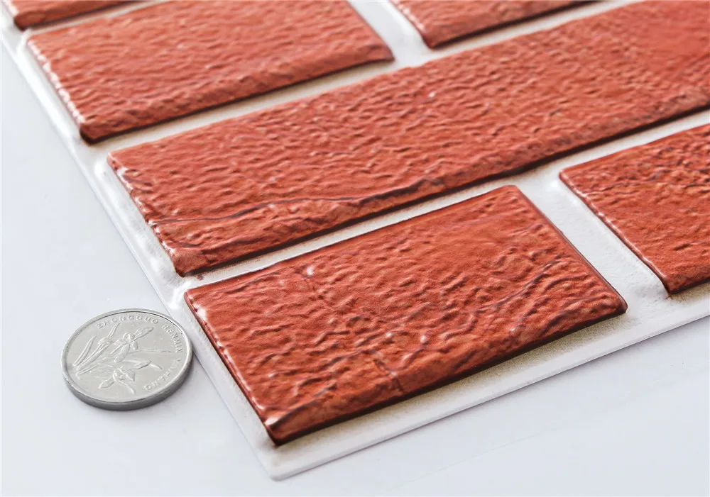 10 шт./компл. красный кирпич 3D Наклейка на стену DIY Съемная плитка самоклеющаяся