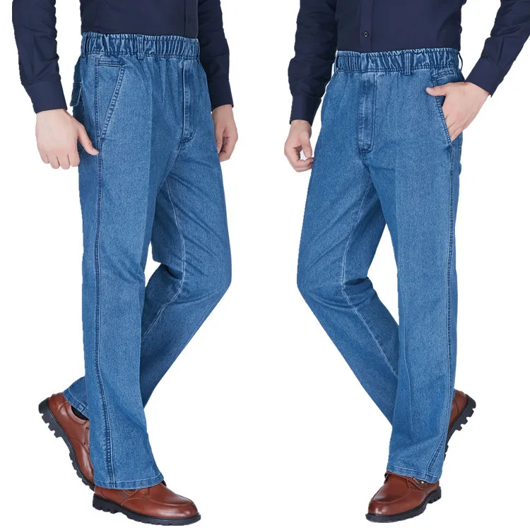 

Paragraph 2019 spring season thin elastic waist elastic casual men's jeans loose jeans
