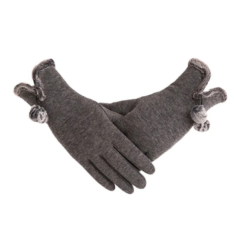 Новинка, женские осенне-зимние неинвертированные бархатные кашемировые теплые кружевные перчатки для волос, женские хлопковые перчатки для сенсорного экрана G82 - Цвет: E Gray