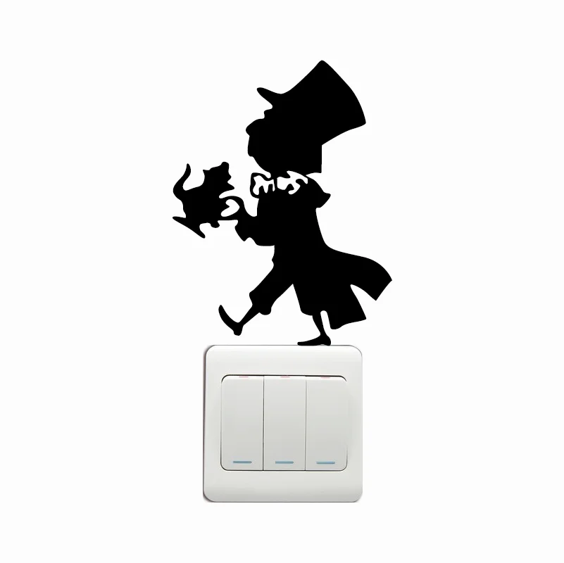 KG-233 Mad Hatter Switch sticker-Наклейка на стену Hatter-Alice In Wonderland Настенная Наклейка для дома обои