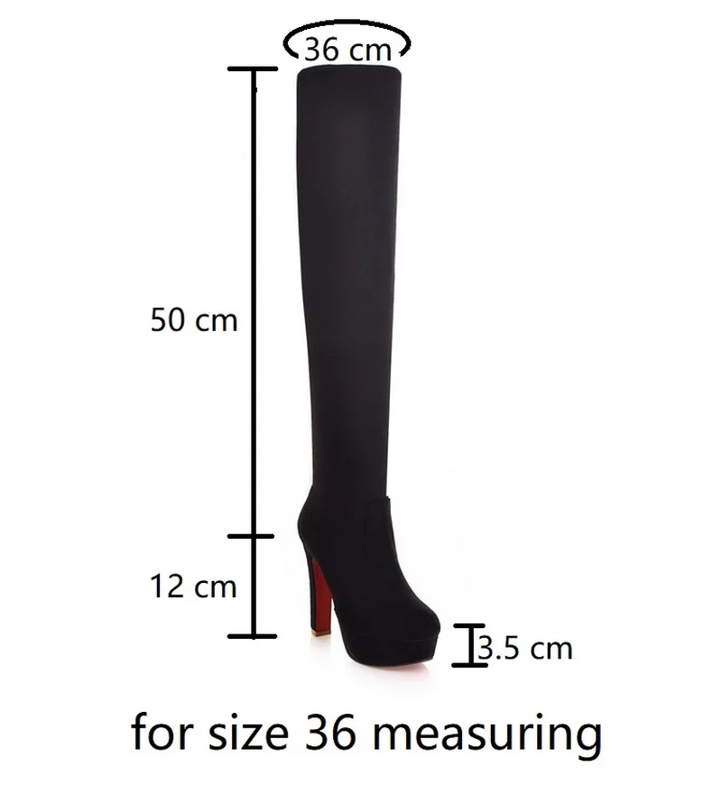 Новые женские сапоги выше колена на высоком каблуке без застежки; пикантные высокие сапоги; женские ботильоны из флока на платформе в стиле пэчворк; два способа носки; большие размеры 34-46