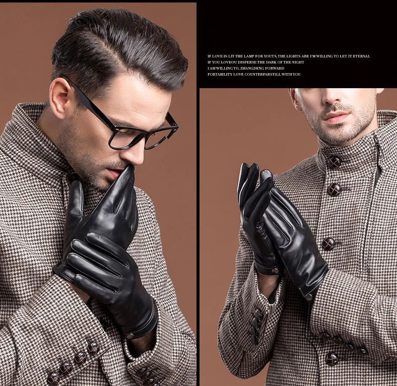 YY8785 осень/зима мужские настоящие кожаные перчатки для вождения/велоспорта/мото черные тонкие мужские короткие бизнес простые наручные пряжки Dec. Luvas