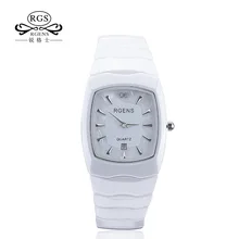 business women ceramics wristwatches quartz ladies Square casual waterproof watches luxury Diamond calendar RGENS brand 5508