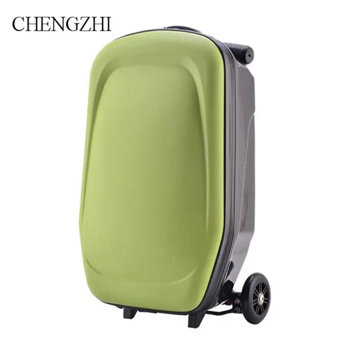 CHENGZHI высокое качество сумка в виде скутера подростка дело тележки чемодан кабины Дорожный чемодан на колесах - Цвет: green