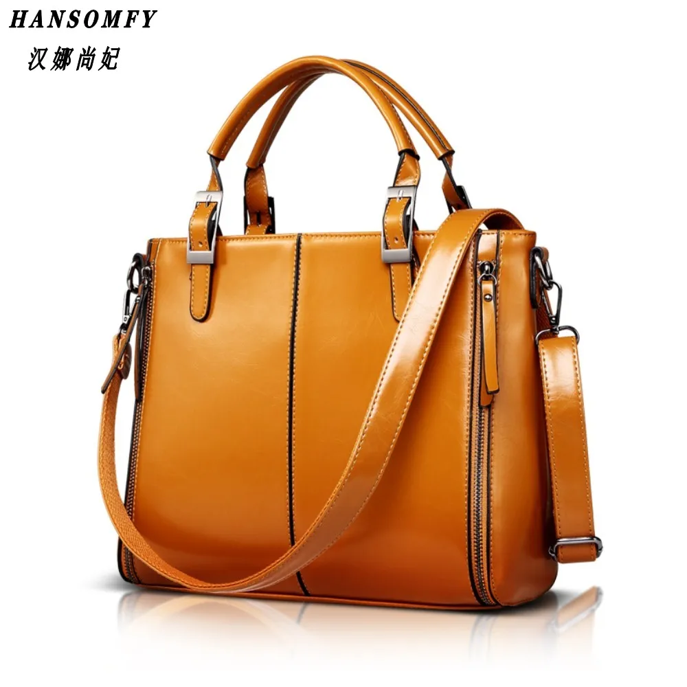 

100% Genuine leather Women handbags 2018 New Fashion Handbag Brown Women Bag Vintage Messenger Bag Office Ladie Briefcase