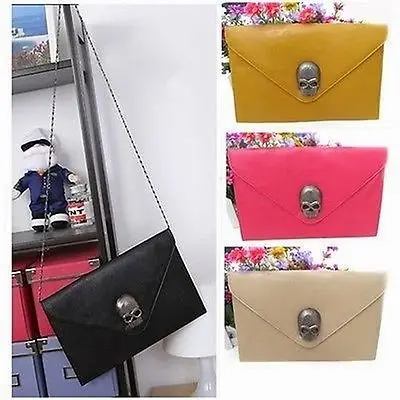 

Summer punk vintage skull envelope bags day clutch bag women's Lady handbag Gift