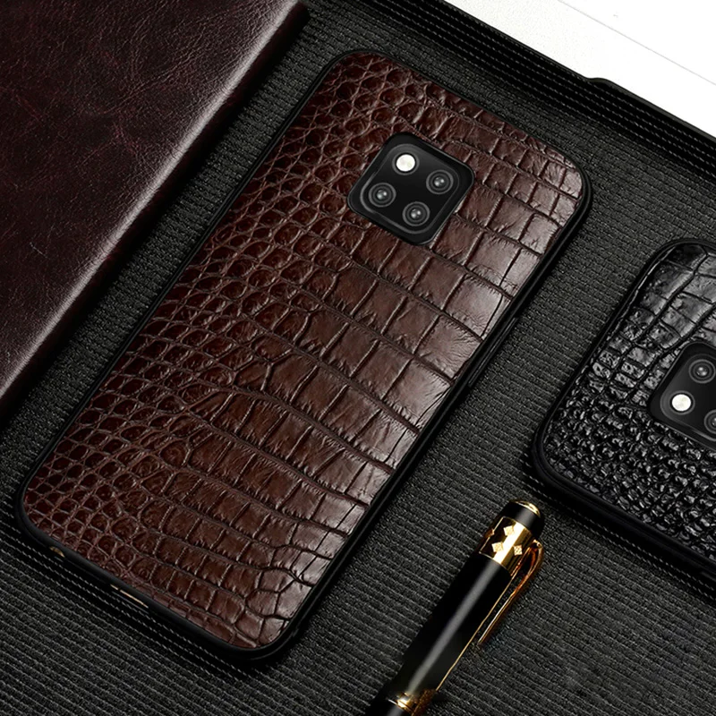 

Alligator Phone Case For Huawei Mate 9 10 20 Pro P10 P20 P30 lite Natural Crocodile belly skin Back Cover For Honor 8X 9 10 case