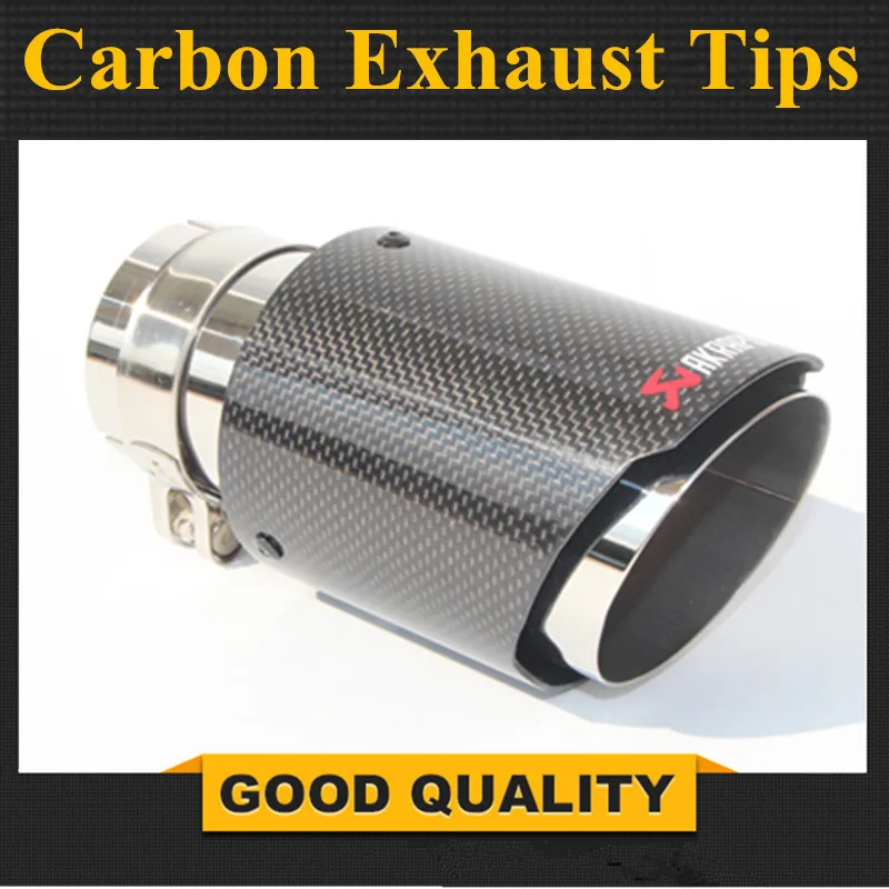 Kopen Auto styling Glossy akrapovic auto auto styling pijp uitlaat tip koolstofvezel Sfor BMW voor Volkswagen voor Benz (1 stks)
