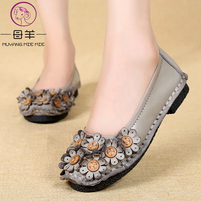 MUYANG MIE MIE Genuine Leather Women Shoes Woman Casual Flower Single Flat Shoes Soft Comfortable Women Flats цена MUYANG MIE MIE Genuine Leather Women Shoes Woman Casual Flower Single Flat Shoes Soft Comfortable Women Flats цены онлайн