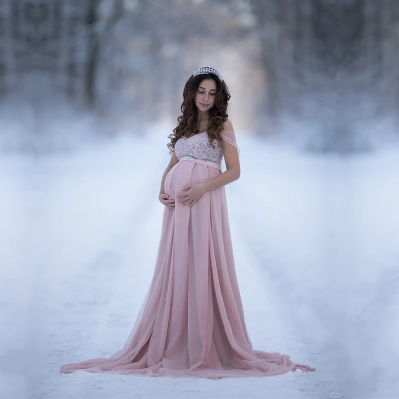 

Slip Strap Baby Shower Dresses Maternity Photography Props Long Dress Pregnant Chiffon Maxi Dress Maternity Gown