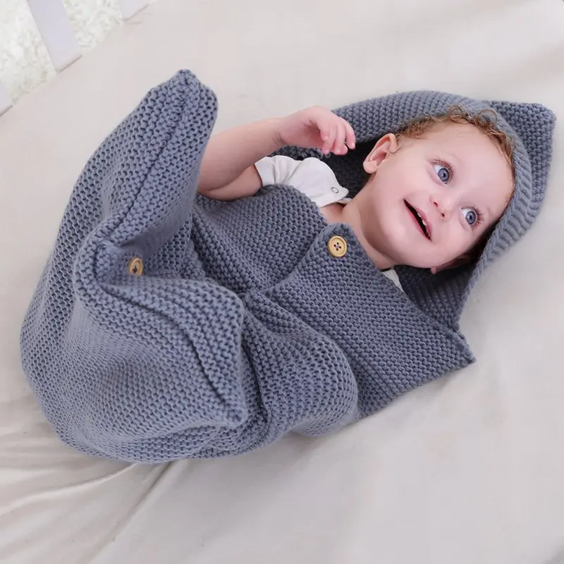 

2017 Baby Blankets Newborn Knitted Baby Covers Rabbit Ear Swaddling Baby Wrap Photography Bunny Style Swaddle Wrap