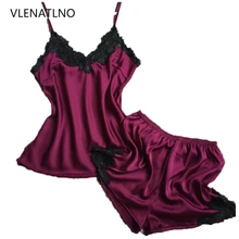 silk satin lace ladies nightwear two pieces pajamas sets with short pants high quality women s