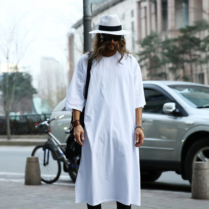 mens extra long white tee shirts