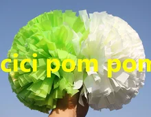 2 pom pom font b cheerleader b font pom pom half plastic green half white 1