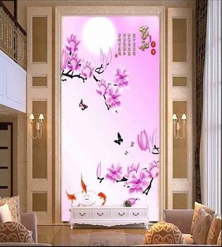 

3d room wallpaper custom mural non-woven wall sticker Magnolia flower butterfly carp porch painting photo wallpaper for walls 3d