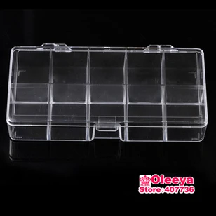 

2pcs/lot 10 Grid Plastic Ttansparent Box Acrylic Cosmetic NailArt Pill Box Case Portable Storage Container Parts StoneTool Y2654