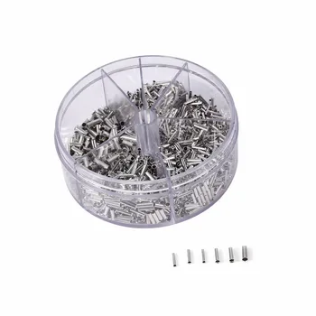 

1900pcs Ferrule Kit Wire Crimp Connector Non Insulated Electrical Crimp Cord Metal Wire End Terminals 5 types Bare Copper