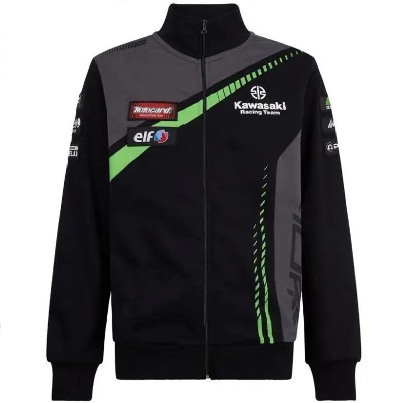 

kawasaki mens motorcycle hoodie racing moto riding hoody clothing jackets men cross Zip jersey sweatshirts coat Windproof