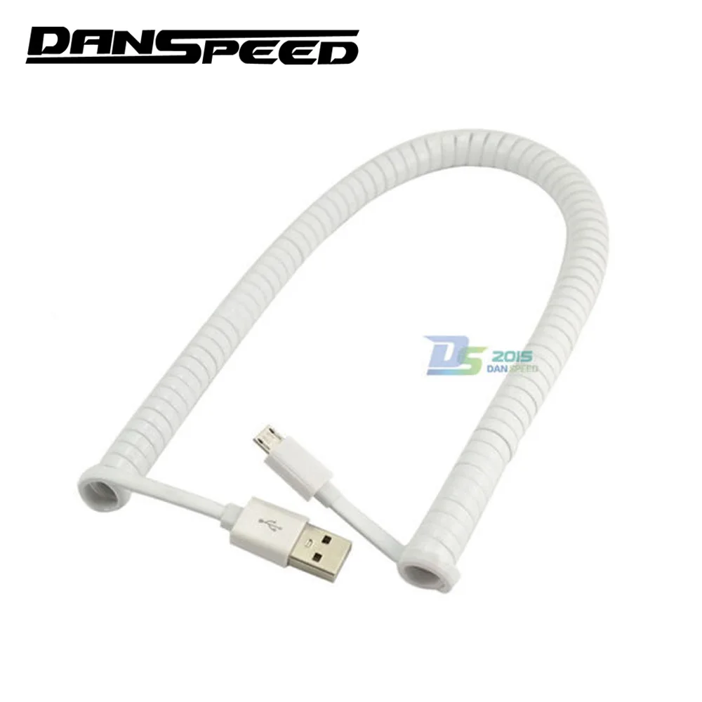 DANSPEED Весна Спиральный USB 2,0 Micro 5Pin синхронизации данных плоский зарядный кабель для samsung длина 3 м