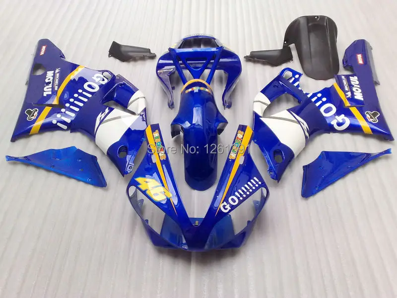 

Injection GOGO!!! fairing kit for YZF1000 R1 Yamaha YZF-R1 01 00 YZF R1 00 01 YZF 1000 R1 2000 2001 Blue white fairings