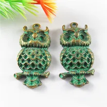 

(6pieces)New Creative Cute Owl Necklace Pendant Alloy Vintage Women Male Bracelet Charms 42*21mm Hanger Jewelry Findings 52335