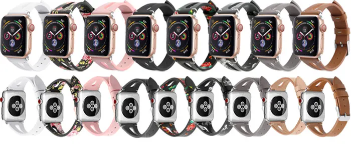 Кожаный ремешок для apple watch группа 4 3 44 мм 42 мм браслет печати ремешок для iwatch серии 4/3/2/1 38 мм 40 мм ремень