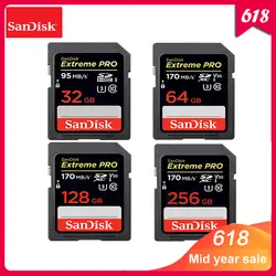 100% sandisk Extreme Pro SD карта 32 GB 64 GB узнать Скорость до 170 МБ/с. SD Card Class 10 U3 128 GB 256 GB карта памяти для Камера