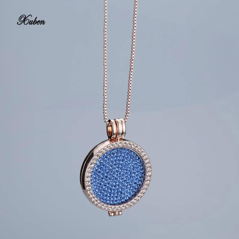 

Rose gold interchangeable necklace 35mm moneda necklace fit my 33mm coins multicolor crystal disc for frame pendant women gift
