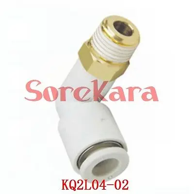 

KQ2L04-02 One-Touch Fitting Push In Male Elbow Connector Applicable Tubing O.D. 4mm Port Size G1/4" KQ2L0402SMC Type