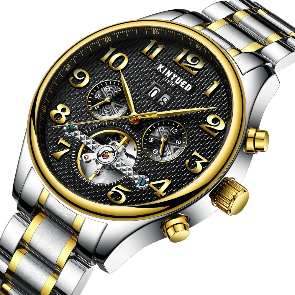 

KINYUED new fashion authentic luxury watch tourbillon luminous star waterproof automatic mechanical men's watch free shipping