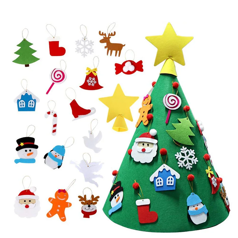 

3D DIY Felt Christmas Tree Upgraded Toddler Christmas Tree Gifts Toys Playtime for Kids Decoration