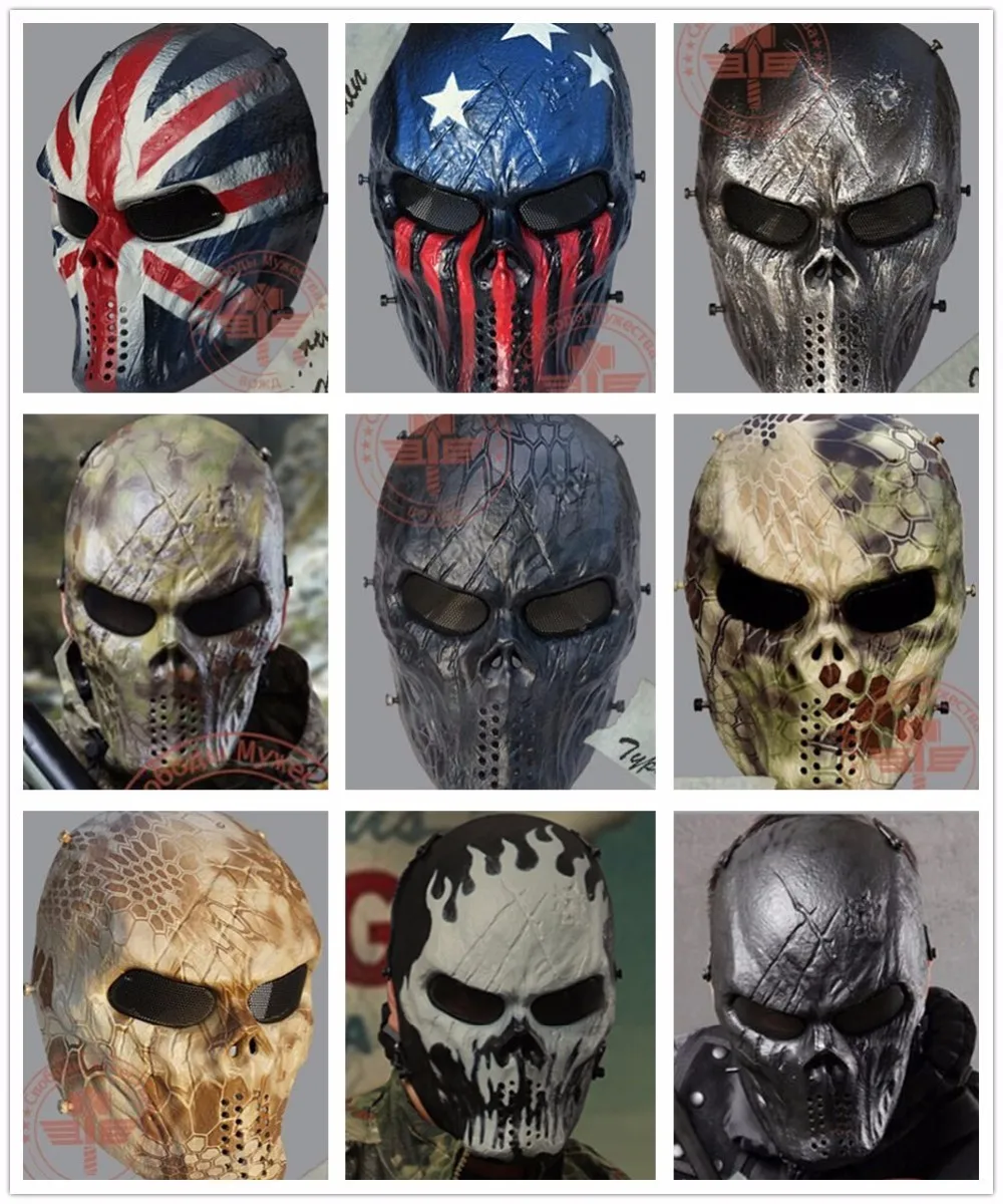 9 Style Original Typhon Ghost Camouflage Tactical Outdoor Military Game Paintball Balaclava Airsoft Skull Full Face Protect Mask (1)