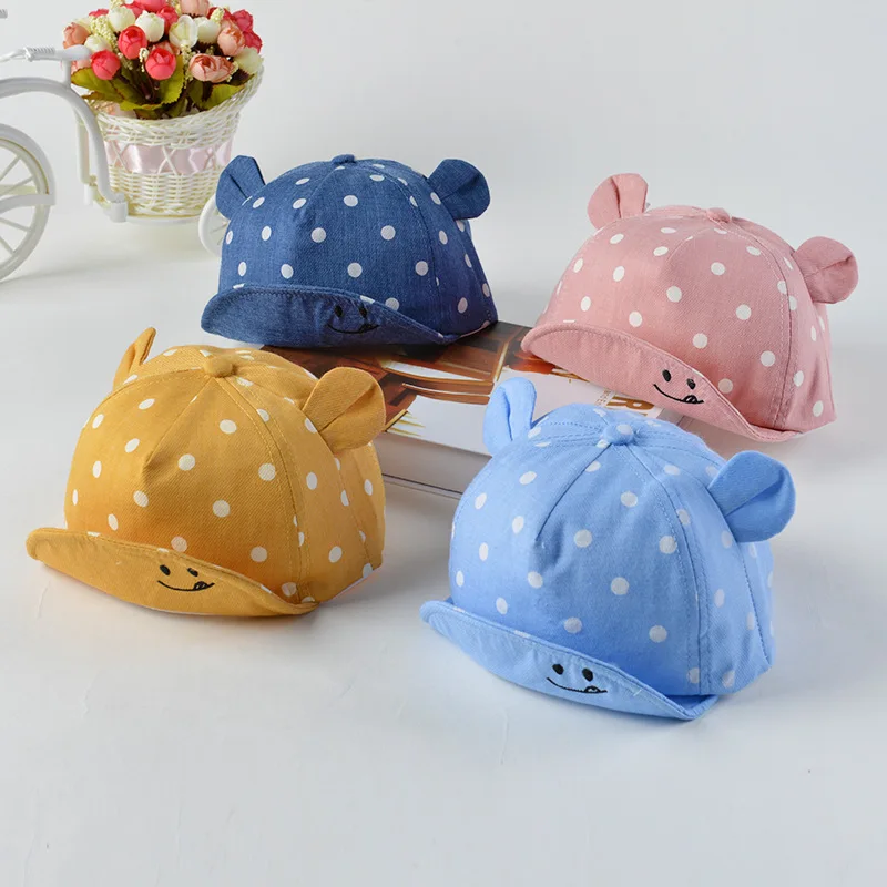 

Dot Baby Hat Caps Girl Boys Cap Summer Hats For Boy Infant Sun Hat With Ear Sunscreen Baby Girl Hat Spring Baby Accessories