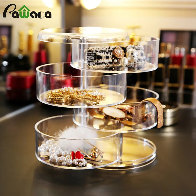 

4 -layer Jewellery Box 360 -degree Rotating Wooden Jewellery Ornamental Decorator Rubber Band Bracelet Small Items Organizer