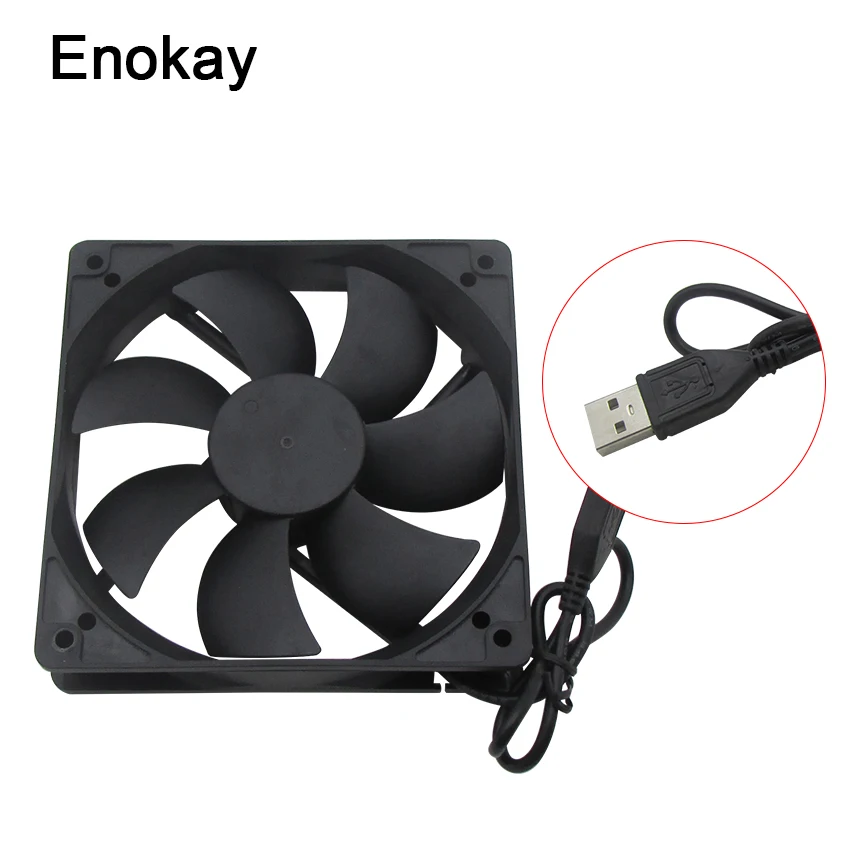 1pc Enokay USB Connector 5V 12025 12cm 120x120x25mm 120mm Computer DC Cooling Fan with Grille 2