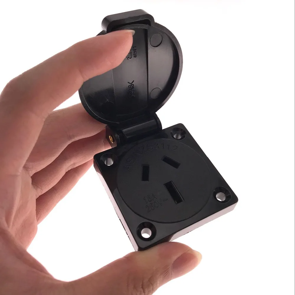 Austrian industry safety outlet 15A 250V IP44 australia SAA certification black AU concealed