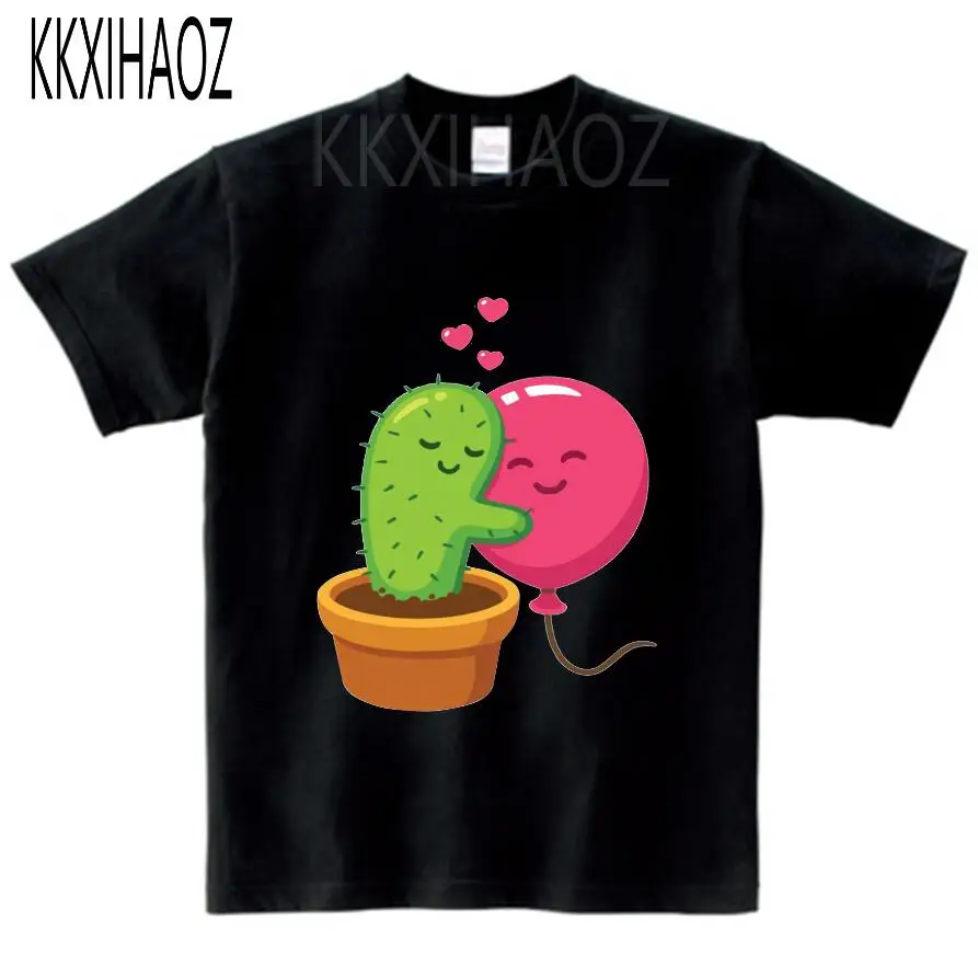 black childreT-shirt Новинка года, футболка для мальчиков детские футболки с милым принтом Футболки с изображением кактуса, детская спортивная одежда футболки для маленьких девочек возрастом от 2 до 13 лет, NN - Цвет: black childreT-shirt
