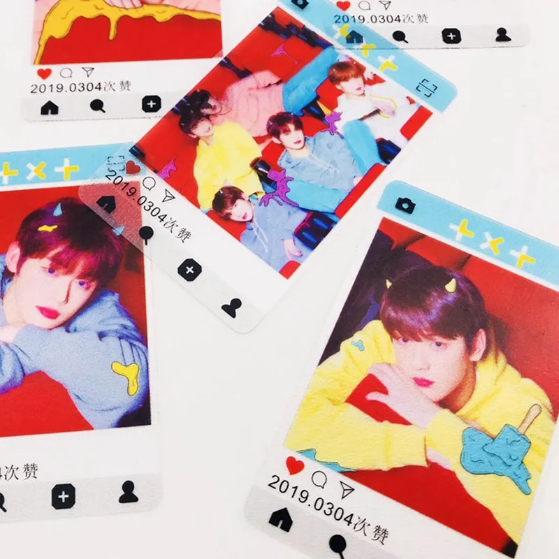 bighit Для мужчин команда TXT альбом изображениями кота и собаки фото прозрачный хрустальный карта Стикеры 6 шт./компл