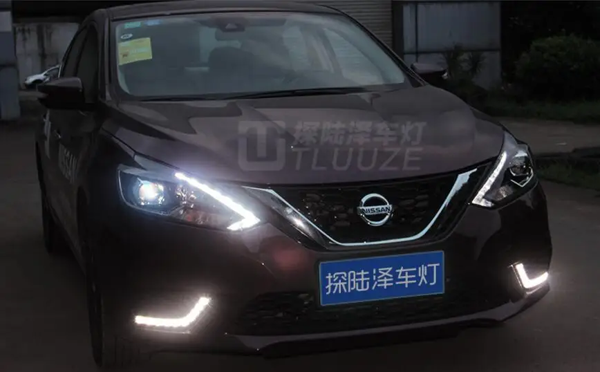 Автомобильные фары для Sylphy sentra год светодиодный DRL ходовые огни Биксеноновые Противотуманные фары ангельские глазки авто