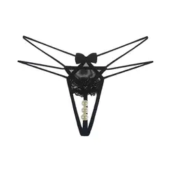 Нижнее белье Женские сексуальные женские трусики с оборками bowknot G-String pearl Thong модное нижнее белье