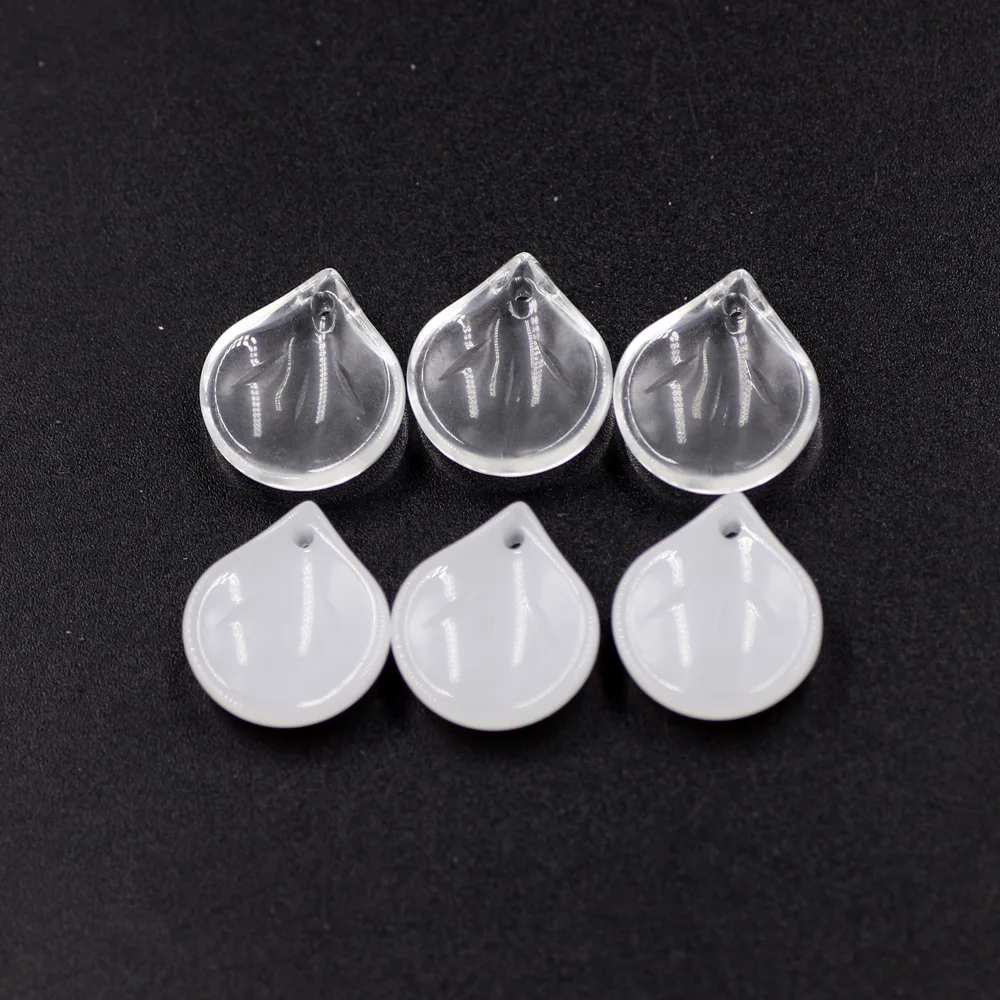 

ZHUBI 30PCS 13*15MM Petal Glass Heart Beads Clear Colors Charm Crafts Pendant for DIY Earring Necklace Jewelry Making Findings