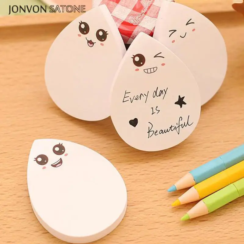 

Jonvon Satone 5pcs Water Drop Post Notes Korean Stationery notebook Cute Smiling Face N Times Kawaii Stationery Planner Supplies