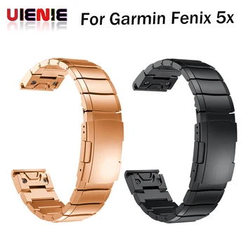 

Watch Strap Genuine Stainless Steel Bracelet Quick Release Replacement Fit Band Strap Wristband for Garmin Fenix 5X Fenix5X GPS