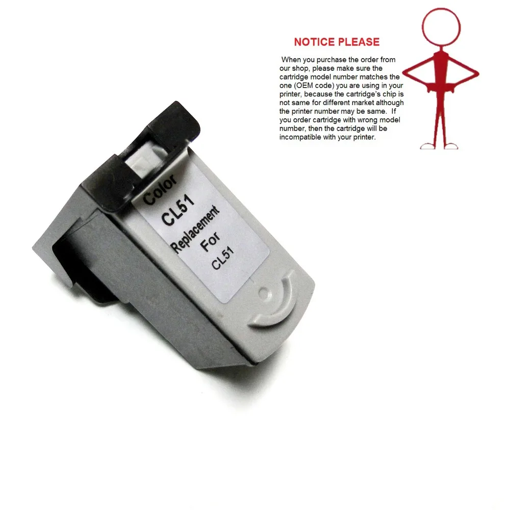 

1pcs Color ink cartridge CL51 CL-51 for Canon PIXMA IP2200 MP170 MP150 MP450 MP460 MP160 MP180 MX308 MX318 FAX-JX200/JX201