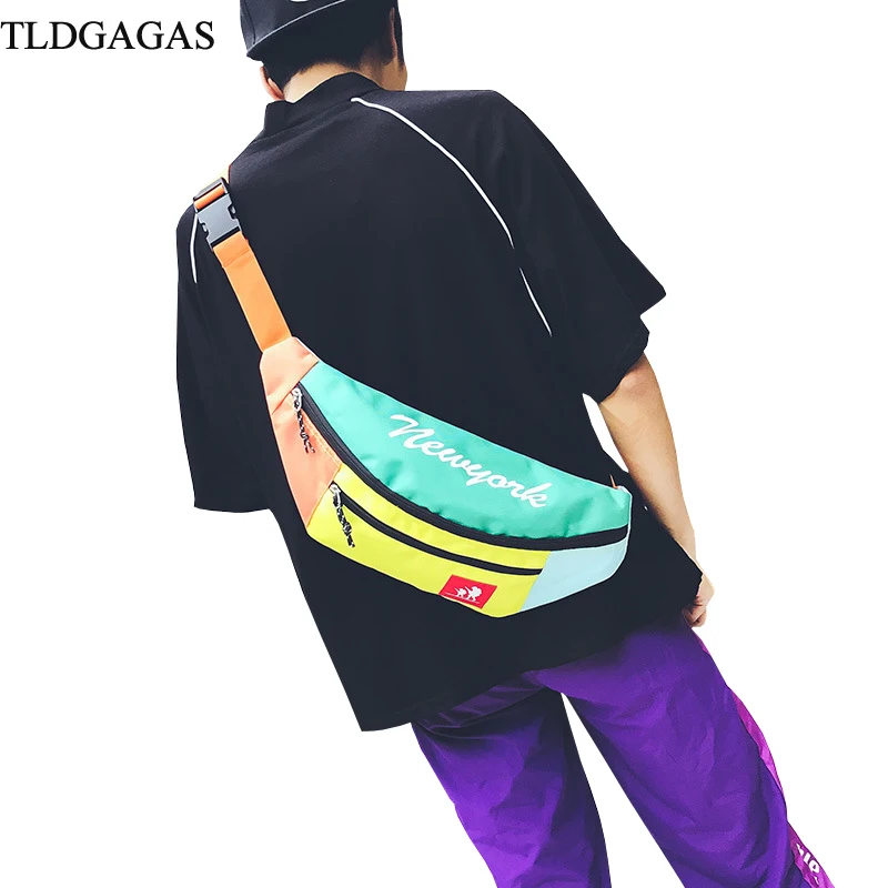 

Bag for The Belt Women Waist Bag Unisex Fanny Pack Oxford Shoulder Bag Hip Hop Men Chest Pack Leopard Print Rainbow Backpack Ins