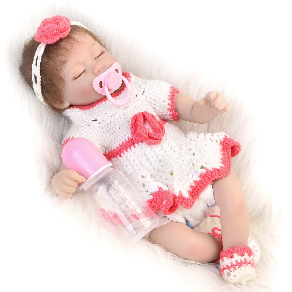 

17'' Lifelike Sleeping Reborn Silicone Bonecas Vinyl Doll Fashion Newborn Dolls Girls Toy Doll Cute Children 2018 Birthdays Gift