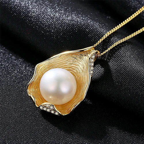 DR Charm Shell дизайн жемчужное ювелирное изделие 925 пробы серебряные ювелирные изделия Модные жемчужные подвески ожерелья для женщин 18 К золотой цвет - Цвет камня: Белый
